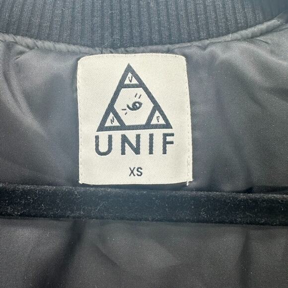 Rare UNIF Brutal Spears Bomber Jacket Womens XS Black Oversize Punk Goth Emo Pop - Picture 6 of 10